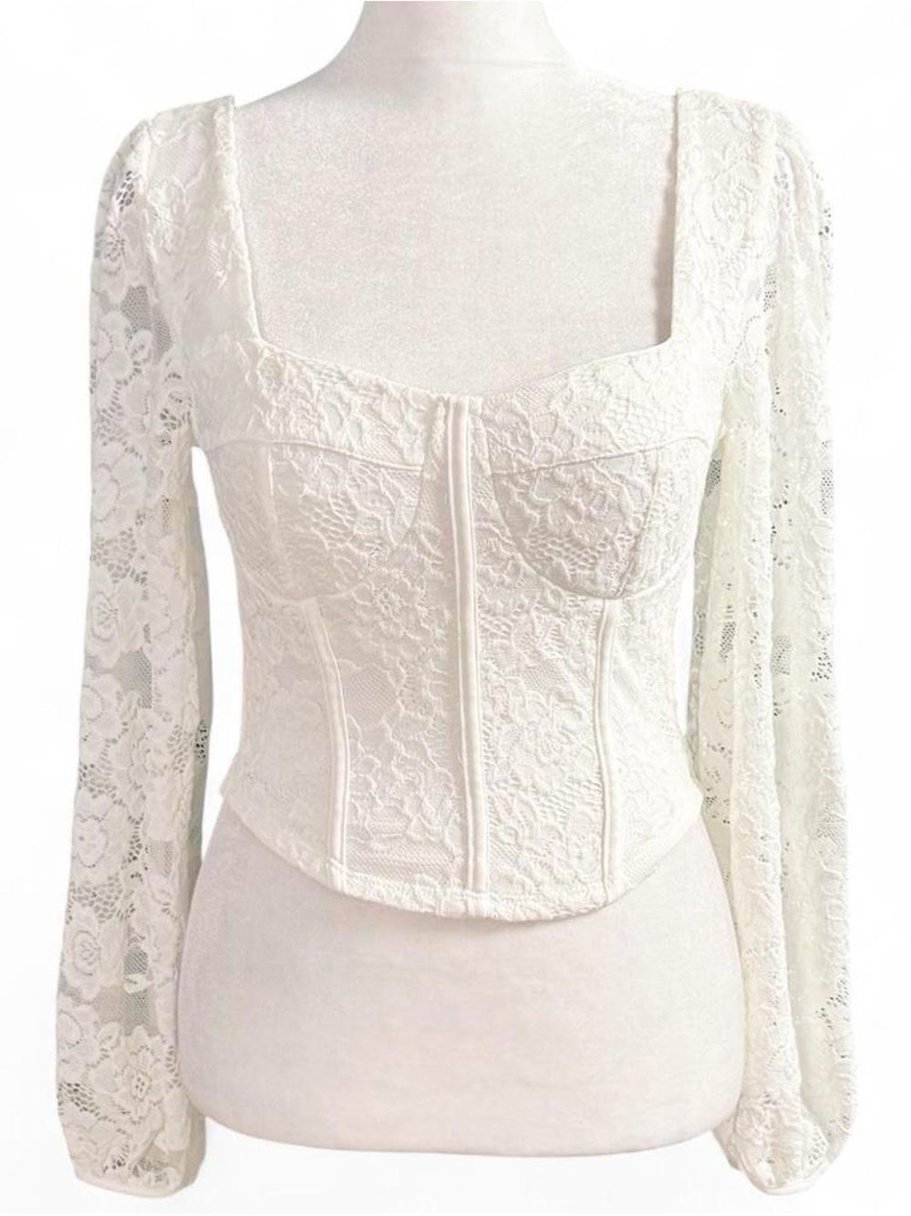 NWT Moa Moa White Lace Corset Top Size Medium Romantic Cottagecore